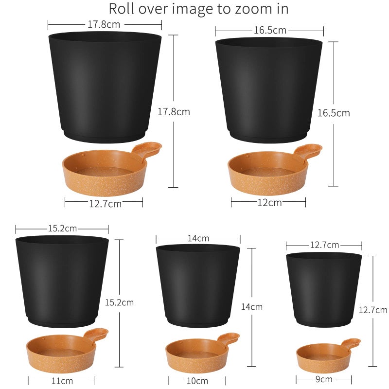 GARDIFE Plant Pots 7/6.5/6/5.5/5 Inch Self Watering Planters with Drainage Hole  Plastic Flower Pots  Nursery Planting Pot for All House Plants  African Violet  Flowers  and Cactus Black - Image 3
